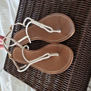 Lauren Ralph Lauren Braided Leather Thong Sandals, Size 7B